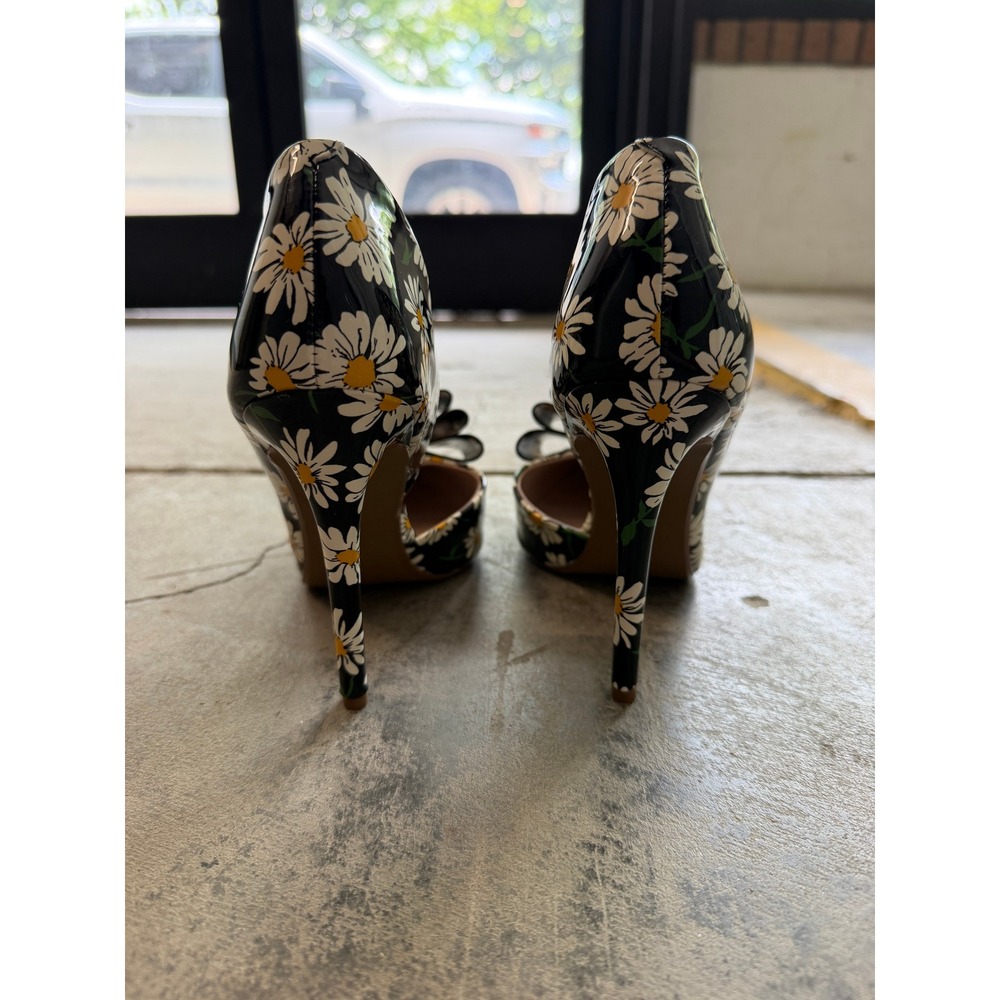 Betsey Johnson Prince-P Daisy Floral Bow D'Orsay Pointed Toe Pumps Black 7M - Picture 6 of 10